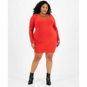 Bar III Plus Size Women's Red Ribbed Sweetheart-Neck Mini Dress 3XL NWT